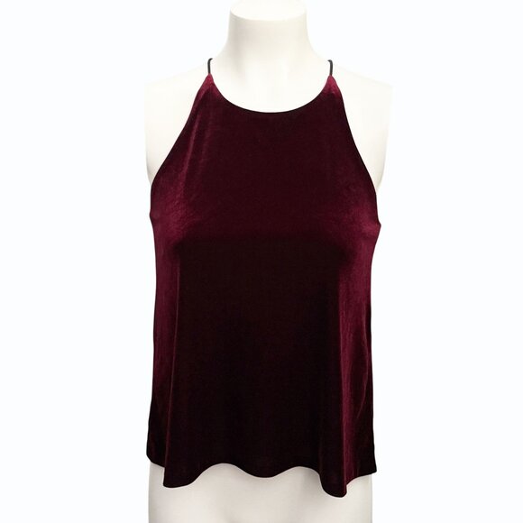 Aqua Velvet Racerback Tank Top Womens M Lined Deep Burgundy Luxury Minimalist - Picture 1 of 9